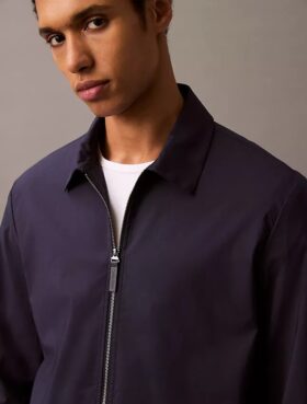 Veste-chemise classique zippée en coton mélangé