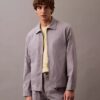 Veste-chemise classique zippée en coton mélangé