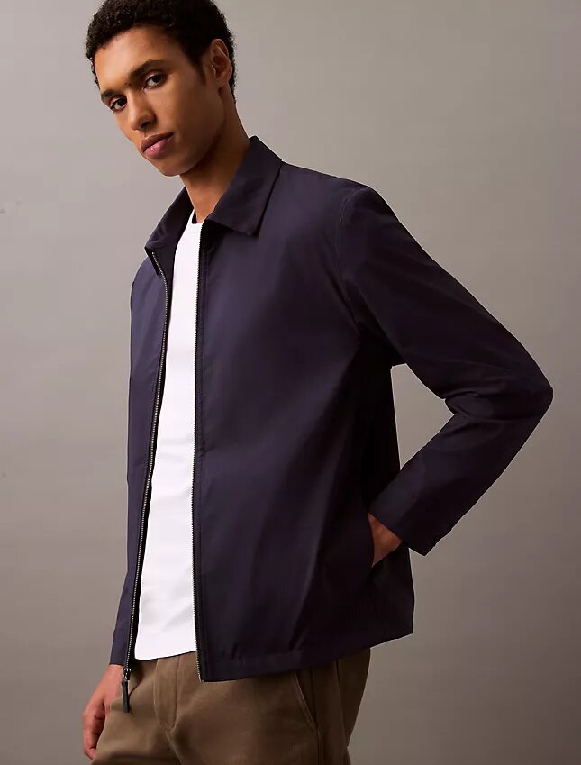 Veste-chemise classique zippée en coton mélangé Veste-chemise classique zippée en coton mélangé