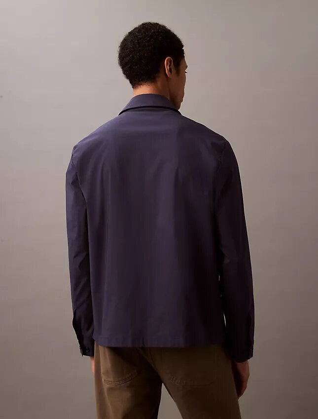 Veste-chemise classique zippée en coton mélangé Veste-chemise classique zippée en coton mélangé