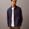 Veste-chemise classique zippée en coton mélangé Veste-chemise classique zippée en coton mélangé