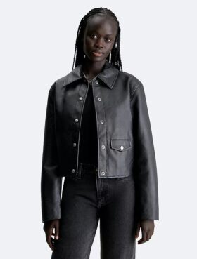 Veste chemise en simili cuir