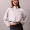 Veste de survêtement courte et ample en tissu tissé Veste de survêtement courte et ample en tissu tissé