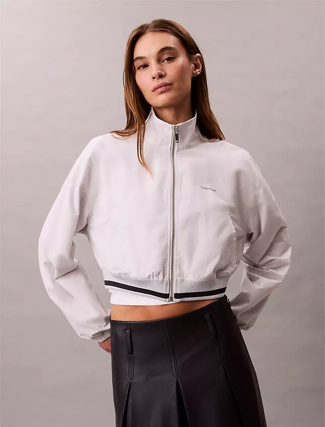 Veste de survêtement courte et ample en tissu tissé Veste de survêtement courte et ample en tissu tissé