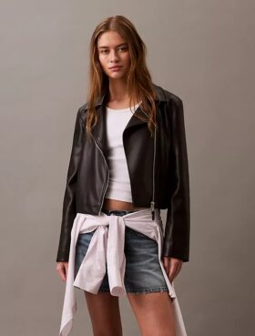 Veste moto en simili cuir