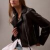 Veste moto en simili cuir