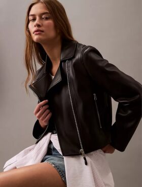 Veste moto en simili cuir