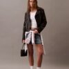 Veste moto en simili cuir