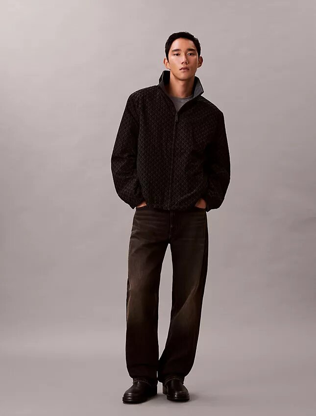 Veste réversible avec logo emblématique sur toute la surface Veste réversible avec logo emblématique sur toute la surface