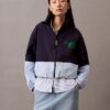 Veste zippée en nylon à blocs de couleur Veste zippée en nylon à blocs de couleur