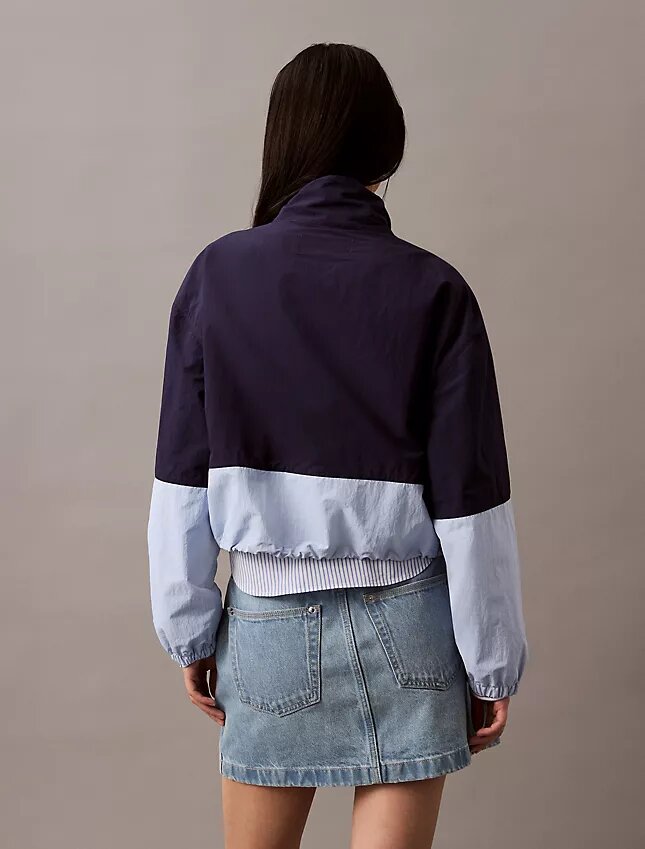 Veste zippée en nylon à blocs de couleur Veste zippée en nylon à blocs de couleur