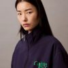 Veste zippée en nylon à blocs de couleur Veste zippée en nylon à blocs de couleur