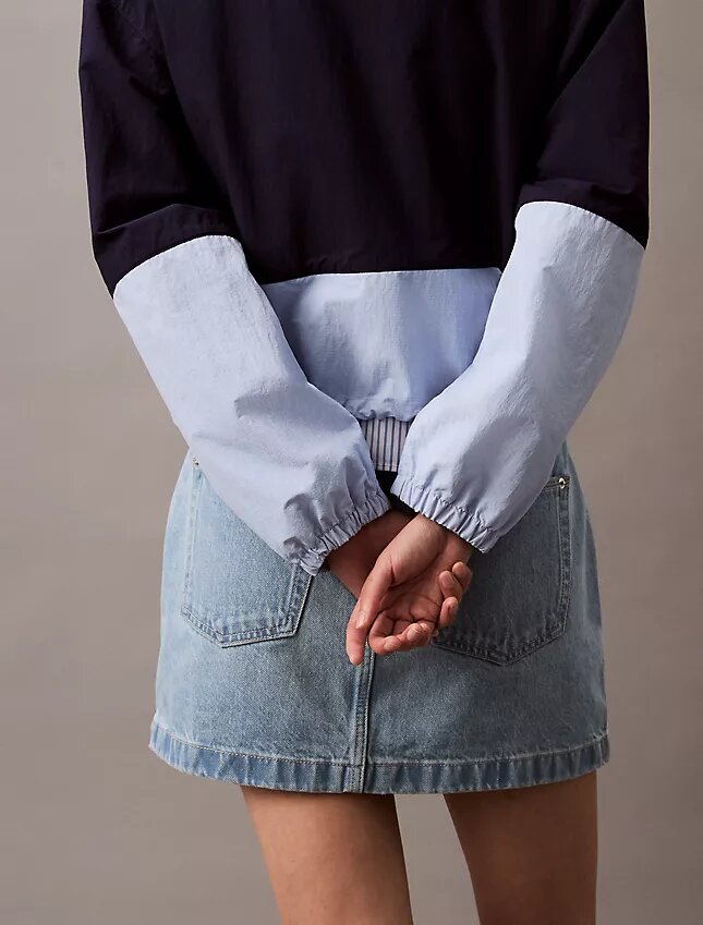 Veste zippée en nylon à blocs de couleur Veste zippée en nylon à blocs de couleur