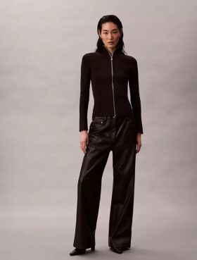 Veste zippée en nylon côtelé