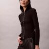 Veste zippée en nylon côtelé